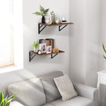 2 Pc Deep Floating Shelves ; 12 Inch Deep Wall Mounted Hanging Shelves for Living Room, Kitchen, Office, Bathroom and Bedroom Decor; Storage and Display Shelf Set (Rustic Brown)