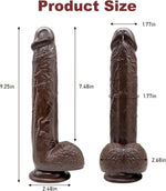 9.25" Realistic Dildo with Suction Cup for G-Spot & Anal Play, Flexible Design
