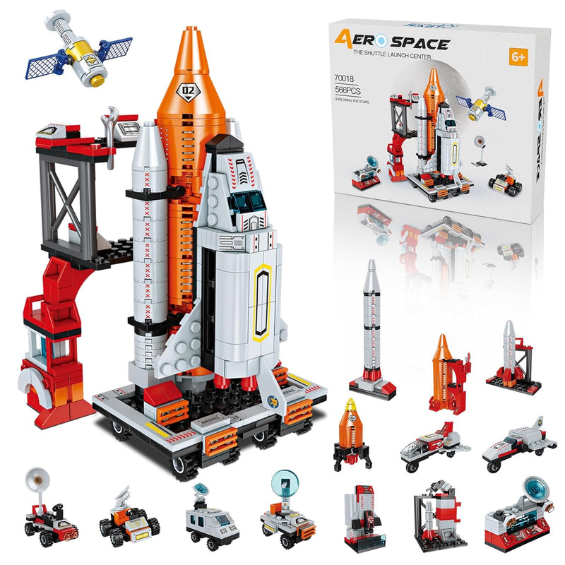 12 In 1 Aerospace Building Toys With Rocket Launcher.Space Shuttle Building