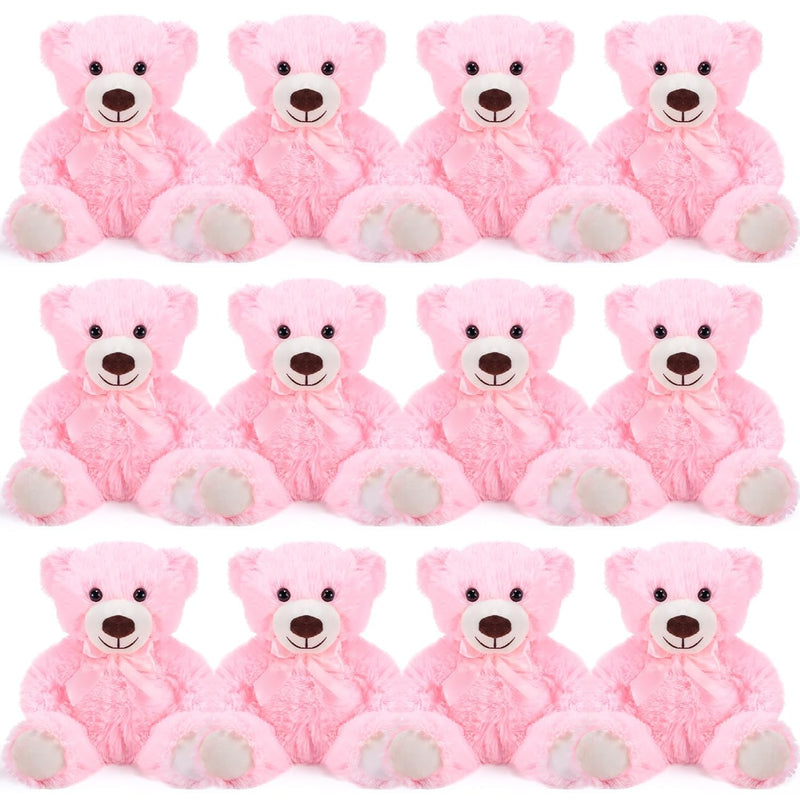12 Pieces Stuffed Animals Stuffed Bear With Bow Soft Party Gift Plush Bears Fo