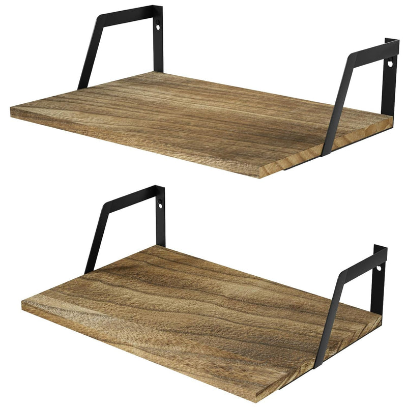 Floating Shelves Wall Mounted Set Of 2 Rustic Wood Shelves With Large Capacity