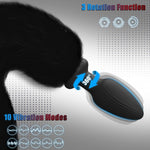 Sexy Fox Tail Silicone Anal Plug Anal Butt Plugs Stimulato Role Play Wearable Adult Sex Vibrators Toys For Women Cosplayer, Remote Control 10 Powerful Vibrating & 3 Wiggling Modes (Black)