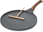 Nonstick Crepe Pan, Swiss Granite Coating Dosa Pan Pancake Flat Skillet Tawa Griddle 10-Inch with Stay-Cool Handle, Induction Compatible, PFOA Free