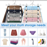 Pants Skirt Hangers with Clips, 2 Pack Pant Hangers Skirt Hangers Space Saving Closet Hanger Organizer Closet Organizers and Storage