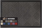 100% Waterproof All-Season WeatherMax Doormat, Durable Natural Rubber, Stain and Fade Resistant, Low Profile, Indoor Outdoor Door Mats, Easy Clean Patio Entrance Mat, 17x29, Gray Diamond