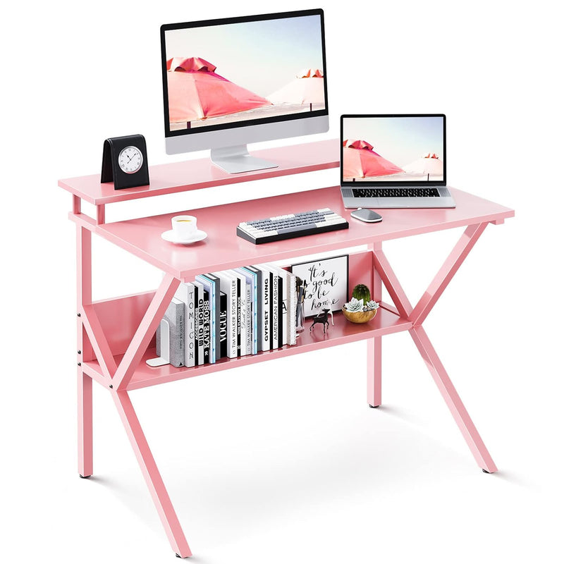 Small Computer Desk, 27.5 Inch Desk For Small Spaces With Storage, Compact Tab