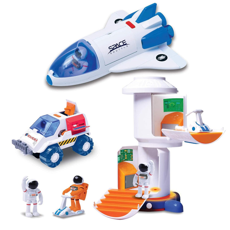 Space Playset Toy Space Shuttle, Space Station & Space Rover With Lights And S