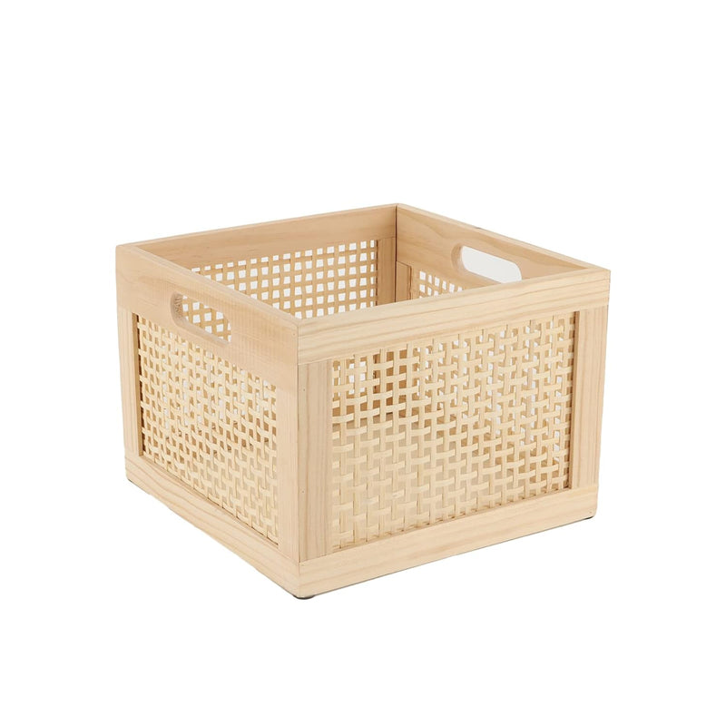 Bamboo Wooden Storage Box Cube Storage Organizer Bins Decorative Wood Square Bas