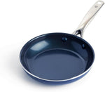 Frying Pan 8” Skillet, Diamond Infused Healthy Ceramic Nonstick, PFAS and PFOA-Free, Dishwasher and Oven Safe, Even Heating, Metal Utensil Safe, Warp Control Base, Blue