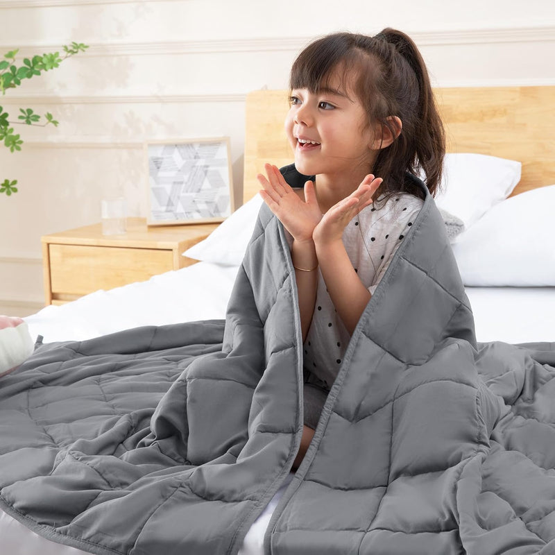 Weighted Blanket For Kids 10Lbs 40"X 60" Throw Size Dark Grey Cooling Weighted