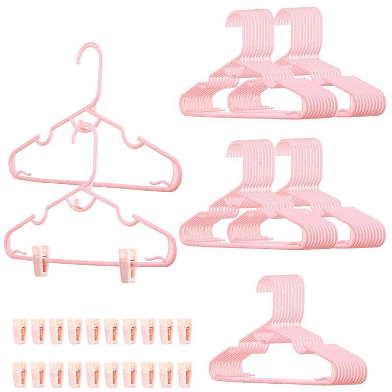 50-Pack Plastic Hangers With Clips Adults Pink Clothes Hangers Thin Stackable Ha