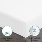 Feather & Stitch 500 Thread Count 100% Cotton Damask Stripe Sheets Set 4 Piece Breathable Soft Sateen Weave 18" Deep Pocket Luxury Bedding (King, White)