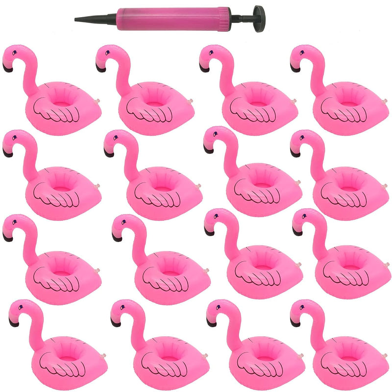 Inflatable Drink Holder, 16 Packs Flamingos Floats Inflatable Cup Floating