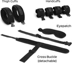 Adjustable BDSM Restraint Set with Neck-to-Wrist Cuffs, Thigh Straps & Blindfold