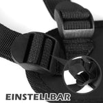 Adjustable Strap-On Dildo Harness - Double Hole, Leather, Soft Ring Belt, for Male and Female, Black