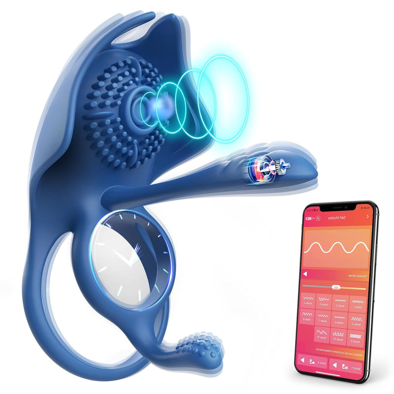 Vibrating Cock Ring Sex Toys - 4 In 1 Vibrating Penis Ring With 10 Vibration, Couples Sex Toys With App Control, Silicone Adult Toy For Male Sex Toy For Couples, Adult Sex Toys For Couples
