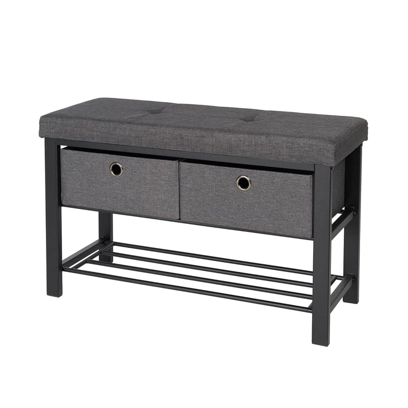 Shoe Storage Bench With Cushion Double Seat Shoe Rack Bench With Drawer - Home