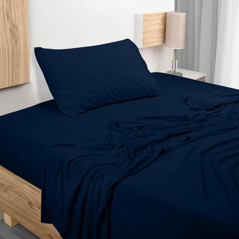 Bed Linen Set - Jersey Knit Sheets 3 Pieces Set- Cotton Jersey Soft Stretchy S