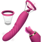 Clit Licker Clitoral Licking Toy, 3-In-1 G-Spot Vibrator W/Clit Suck Function, 10 Vibration And 7 Tongue Licking Modes, Clitoral Pump, Oral Sex Toy With Heating, Silent, Waterproof (Pink)