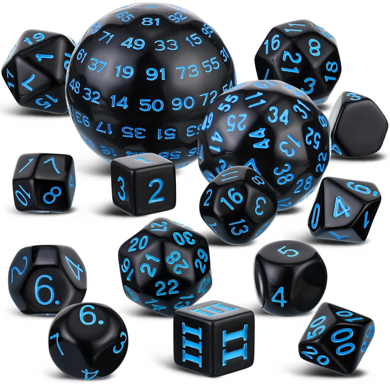 15 Pieces Complete Polyhedral Dice Set D3-D100 Spherical RPG Dice Set in Op