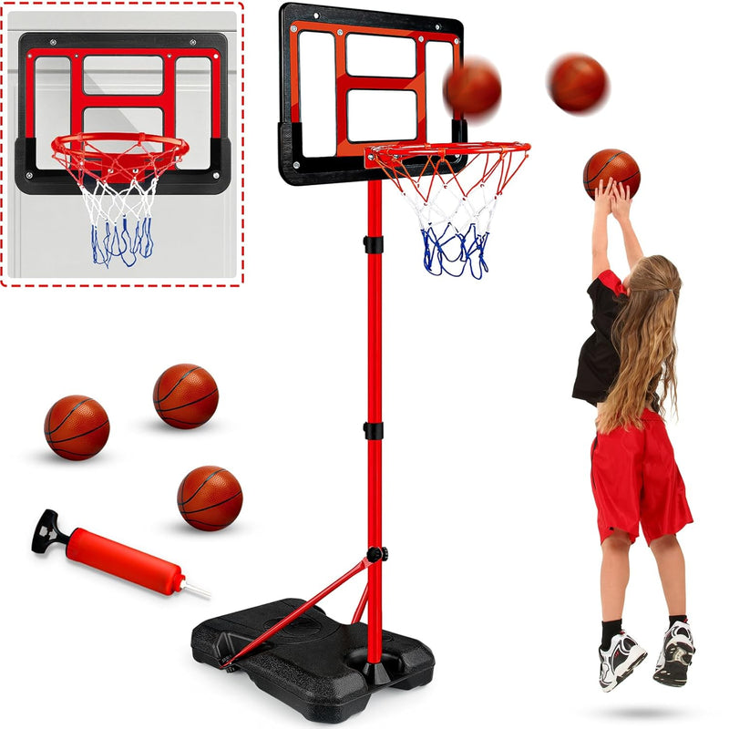 Kids Basketball Hoop With Stand, Adjustable Basketball Set, Toddler Basketb