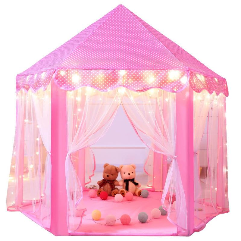 Princess Castle Tent For Girls Fairy Play Tents For Kids Hexagon Playhouse