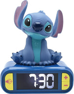 Disney Stitch, Stitch Nightlight Alarm Clock, Sounds and Melodies, LCD Backlit Screen, Luminous, Snooze, Blue