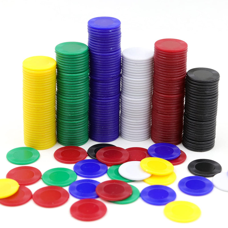 600Pcs Plastic Poker Mini Chips In 6 Colors Bulk Poker Card Game Chips For