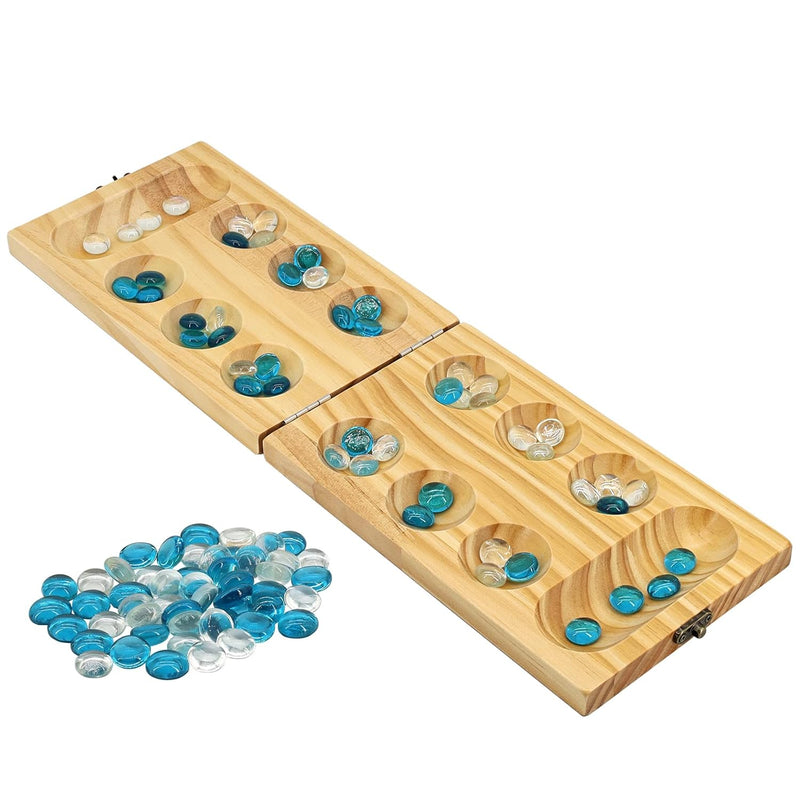 Wooden Mancala Board Game Set Portable And Educational Two Player Strategy