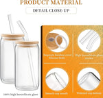 Glass Cups with Lids and Straws 4 pcs,16 oz Glass Cups for Coffee Bar Accessories-DWTS DANWEITESI Iced Coffee Cups with Lids,Drinking glasses Set,Coffee Cups Glass Tumbler with Straw and Lid for Gifts