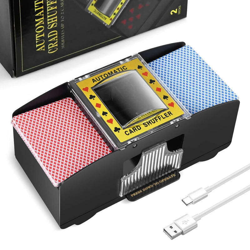 2 Decks Automatic Card Shuffler, Usb C/Battery Powered Shuffler For Uno, Ph