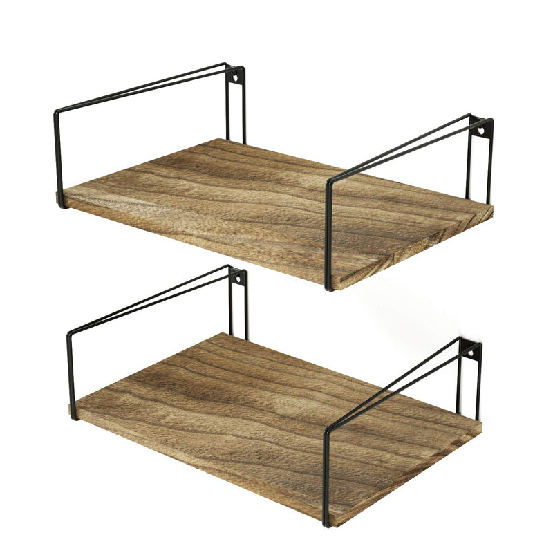Wide Floating Shelves, Rustic Wood Wall Shelves Set Of 2, Wall Mounted Shelves