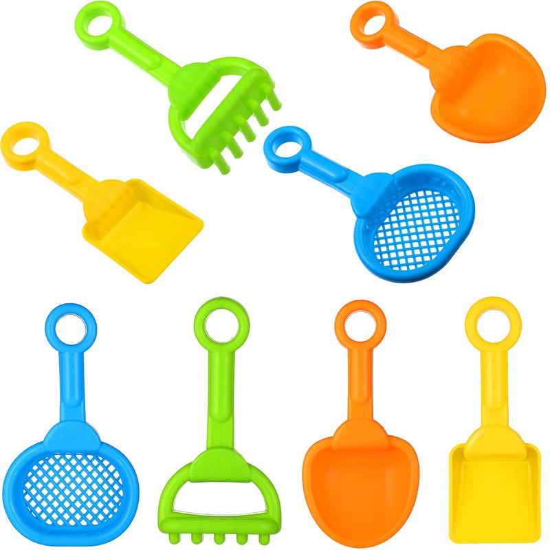 Skylety 8 Pieces Kids Beach Sand Shovels Colorful Plastic Rake Beach Sand S