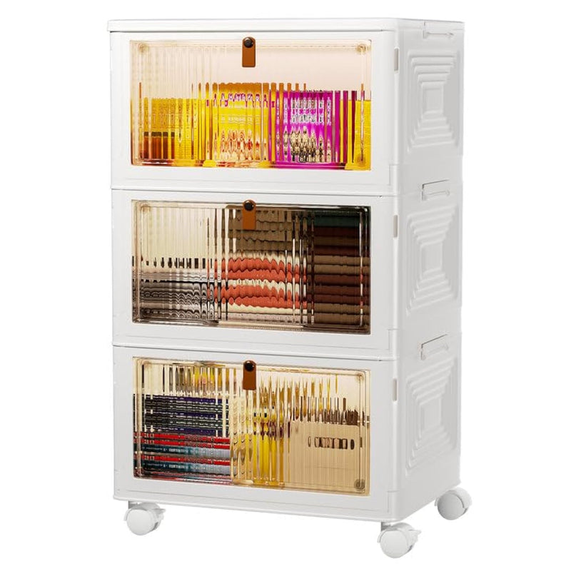 32Qt Plastic Storage Bin With Lid 3 Pack, Stackable Bins For Storage, Storage Bo