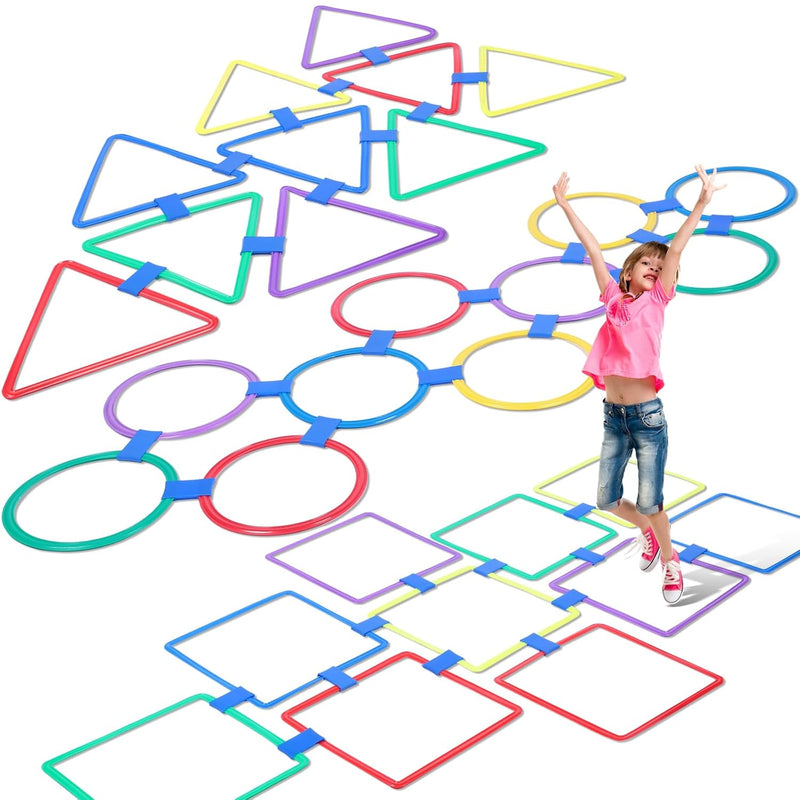 30 Pcs Hopscotch Ring Game Multicolored Hopscotch Squares Triangle Set And 45