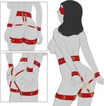 6-Piece Adjustable Bondage Restraint Set with Handcuffs, Ankle & Thigh Cuffs