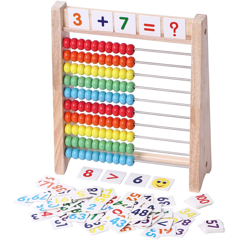 Educational Abacus For Kids Math 10 Row Wooden Counting Frame With Number 1