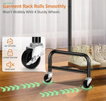 Heavy Duty Clothing Racks for Hanging Clothes Rack, 43" Wide Rolling Garment Rack Metal Clothing Hanger Rack with Wheels Wardrobe Rack for Coats, Shirts, Dress, (Black)