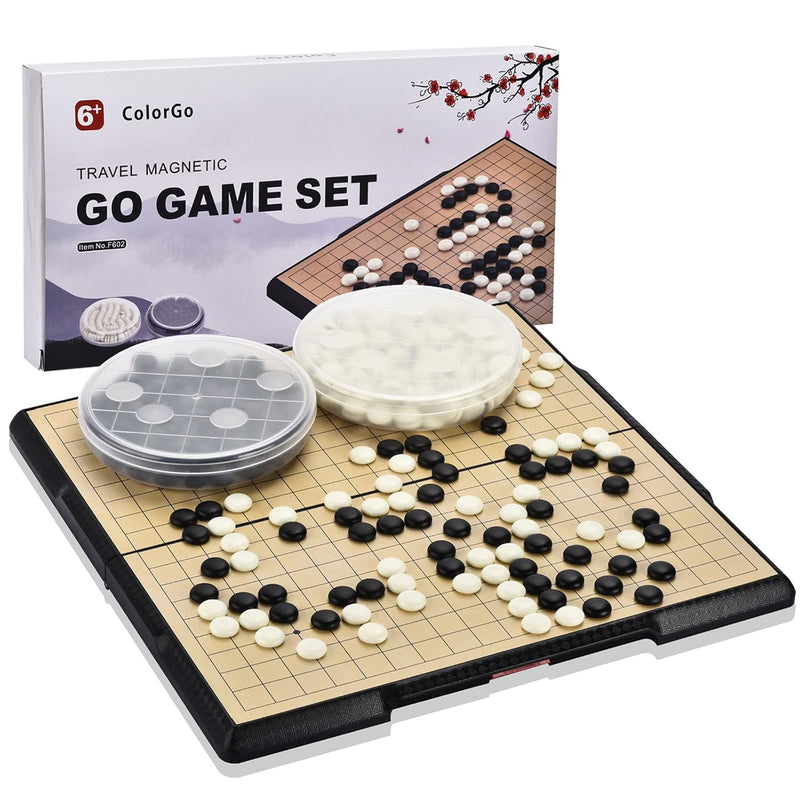 19X19 Go Board Game Set With Large Folding Travel Board (11.3 Inch) And Mag