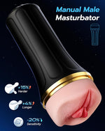 Manual Male Masturbator with Deep Textured Sleeve and Adjustable Suction