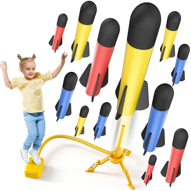 TEMI Rocket Launcher for Kids, 12 Foam Rockets and Launcher Pad, Launch up