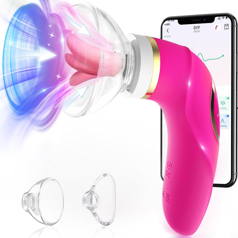 Sucking Vibrator Womens Sex Toys - Upgraded App Adult Toys, 5 Tongue Licking Vibrators, 8 Auto & 1 Manual Suction Sex Toy, Nipples Anal Clitoral G Spot Vibrator Stimulator For Female Couples Sex Toys
