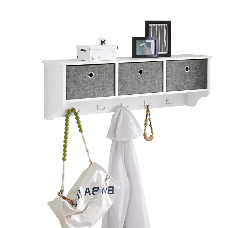 Frg282-W, Wall Coat Rack Wall Shelf Wall Storage Cabinet Unit With 3 Baskets 5 H