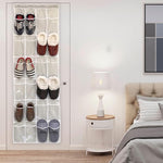 24 Pockets - Crystal Clear Over The Door Hanging Shoe Organizer, Gray (64'' x 19'')