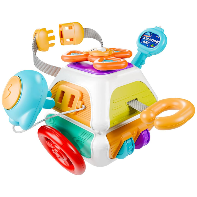 iPlay, iLearn Baby Busy Board Cube, Montessori Sensory Toys for Toddler 1-3