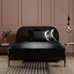 Satin Sheets Queen Size 4-Pieces Silky Sheets Microfiber Black Bed Sheet Set With 1 Deep Pocket Fitted Sheet, 1 Flat Sheet And 2 Pillowcases, Smooth And Soft