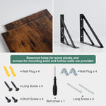 2 Pc Deep Floating Shelves ; 12 Inch Deep Wall Mounted Hanging Shelves for Living Room, Kitchen, Office, Bathroom and Bedroom Decor; Storage and Display Shelf Set (Rustic Brown)