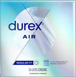 Air Extra-Thin Transparent Latex Condoms for Men, Regular Fit, 24-Count