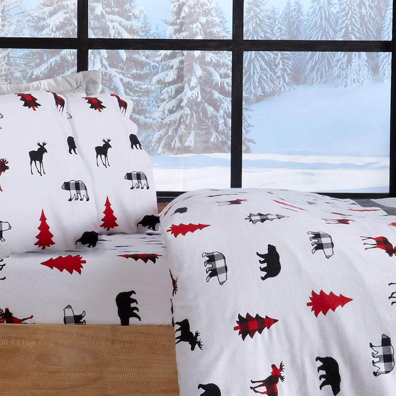 Bed Linen Set, Extra Soft Holiday Printed Turkish Cotton Flannel Sheet Set. Wa