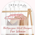 Pink Velvet Hangers 60 Pack, Non Slip Flocked Felt Hangers, Sturdy Velvet Clothes Hangers, Cute Heart Hangers, Heavy Duty Coat Hangers, Ultra Slim Pink Hangers for Closet Space Saving